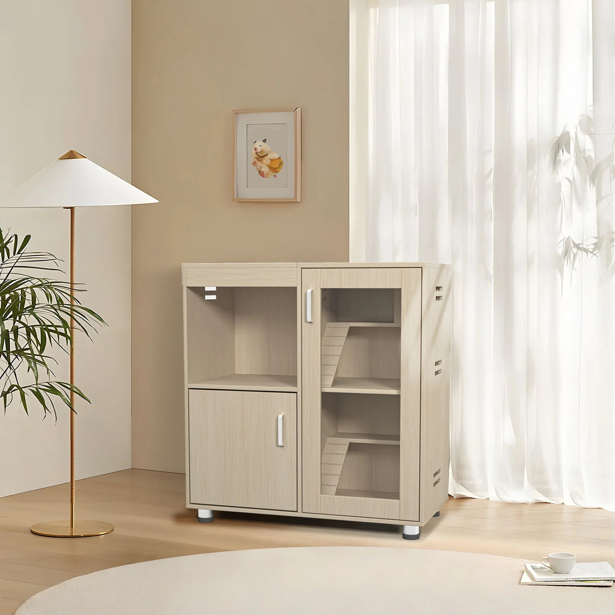 4 Tier Hamster Cage With Acrylic Windows And Storage Cabinet - Furniture Home Direct