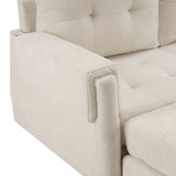 Sleeper Sectional Chenille L Shaped With Chaise Beige - Furniture Home Direct