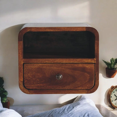 Curved Upper Slot Floating Nightstand - Furniture Home Direct