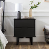 Mid-Century Modern 2 Drawer Solid Wood Nighstand With Cutout Handles - Furniture Home Direct