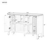 Retro TV Stand With 3 Spacious Cabinets, Glass Cabinet Doors And Anti-Tip Device - Furniture Home Direct