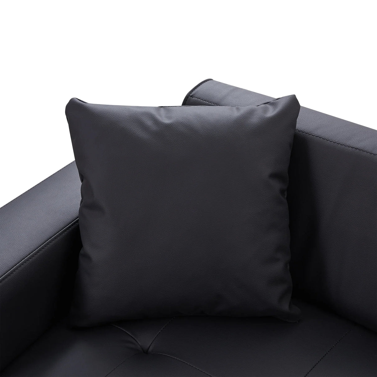 107 Inch Black Sectional With Round Storage Ottoman - Furniture Home Direct