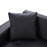107 Inch Black Sectional With Round Storage Ottoman - Furniture Home Direct