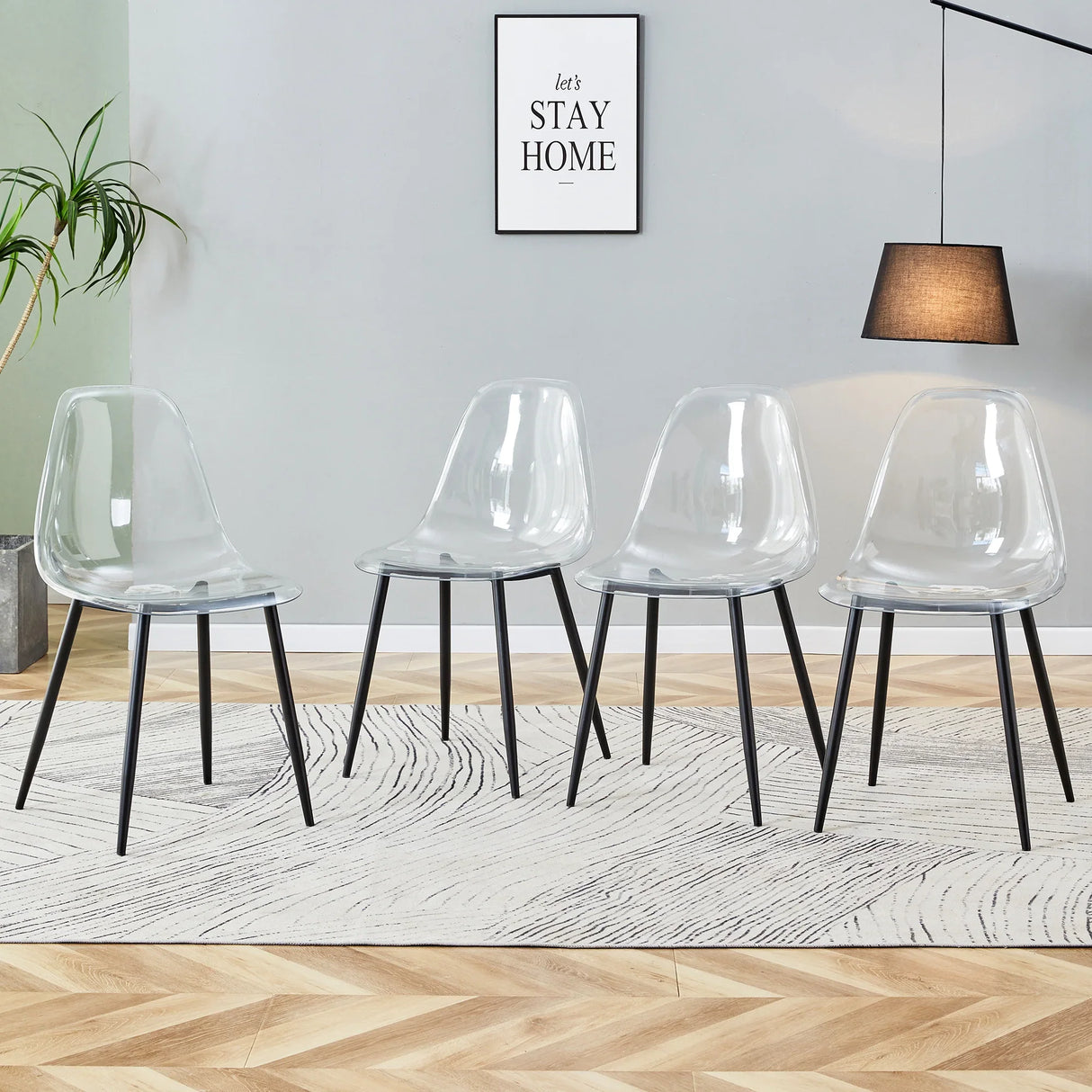 Dining Chairs Acrylic Modern Set 4 Pack Slim Clear - Furniture Home Direct