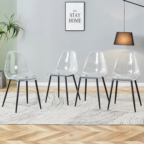 Dining Chairs Acrylic Modern Set 4 Pack Slim Clear - Furniture Home Direct