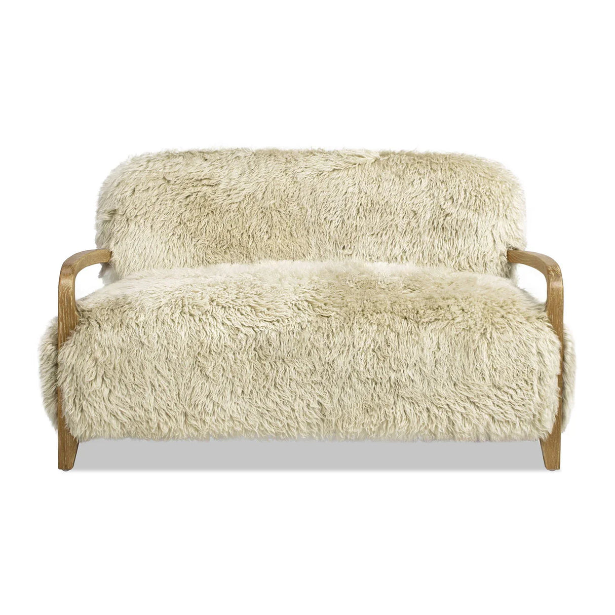 Enchante - Sheepskin Accent Loveseat - Taupe / Natural - Furniture Home Direct