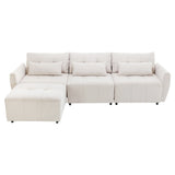 113.3 Modular Sectional With Ottoman And USB C Ports Beige - Furniture Home Direct