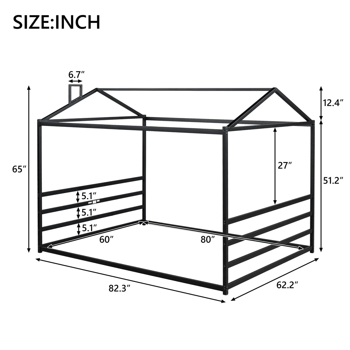 Metal House Shape Platform Bed - Furniture Home Direct