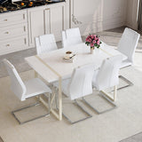 Dining Set with 7 Piece Table and Chairs Modern White - Furniture Home Direct