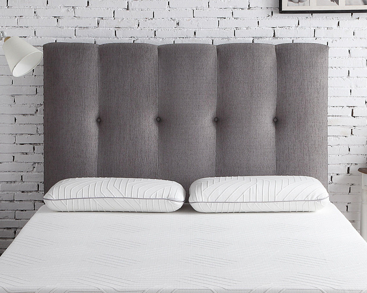 Queen Size Tufted Upholstered Headboard With Nailhead Trim - Gray - Furniture Home Direct