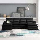 Modern U-Shaped Sectional Sofa With Waist Pillows, 6 Seat Upholstered Symmetrical Sofa Furniture, Sleeper Sofa Couch With Chaise Lounge For Living Room - Furniture Home Direct