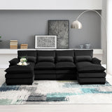 Modern U-Shaped Sectional Sofa With Waist Pillows, 6 Seat Upholstered Symmetrical Sofa Furniture, Sleeper Sofa Couch With Chaise Lounge For Living Room - Furniture Home Direct