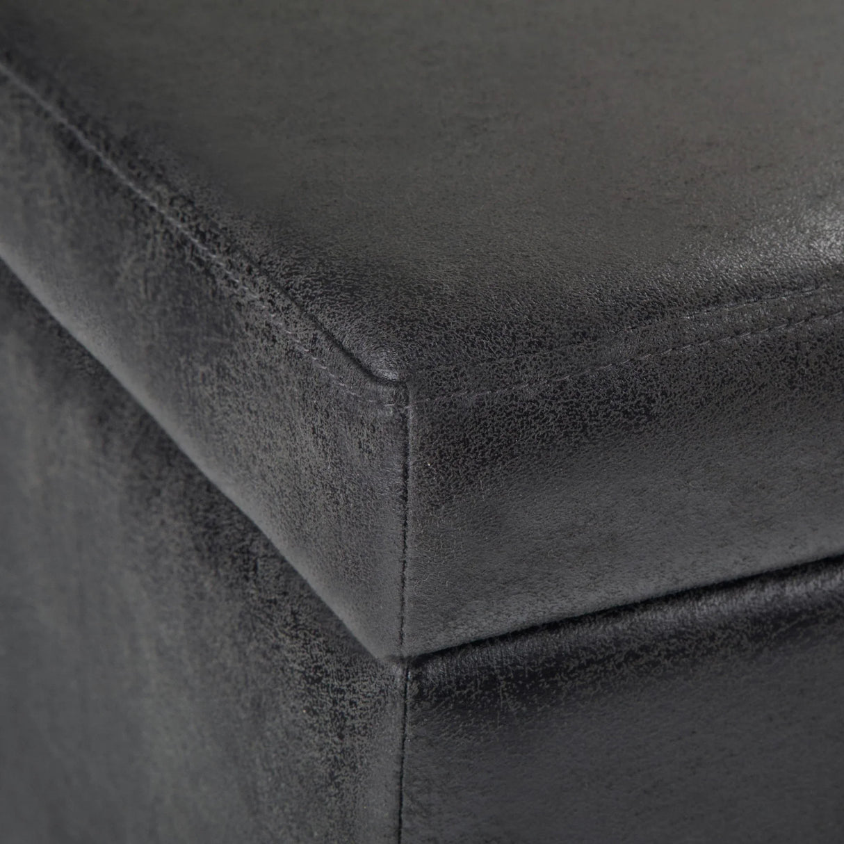 Avalon - Storage Ottoman Bench - Distressed Black - Furniture Home Direct