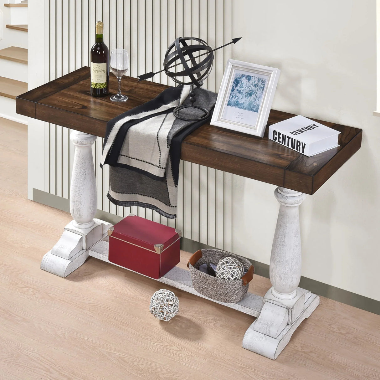 Farmhouse Retro Design Pedestal Sofa Tabe - Furniture Home Direct
