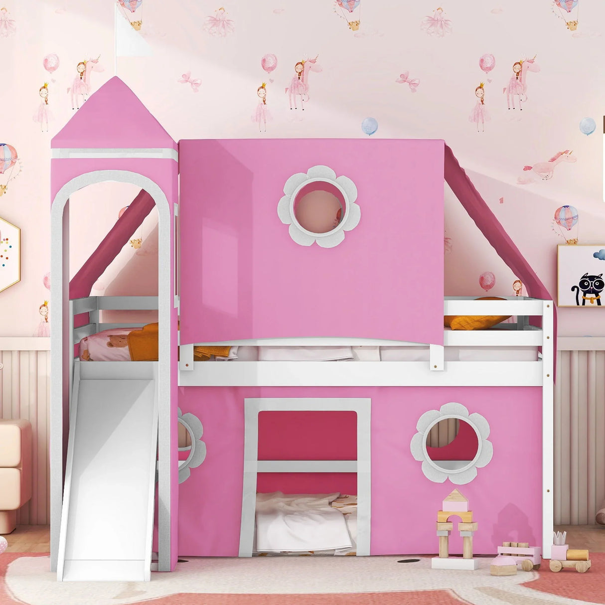 Loft Bed With Slide Tent And Tower Fun Playhouse Design - Furniture Home Direct