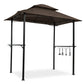 Outdoor Grill Gazebo With Double Tier Soft Top Canopy, Steel Frame, Bar Counters & Hook - Furniture Home Direct