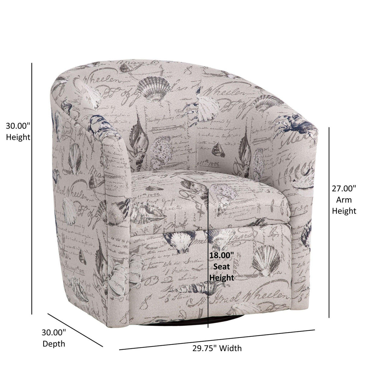 Boardwalk - Swivel Accent Chair Polyester Fabric - Gray - Furniture Home Direct