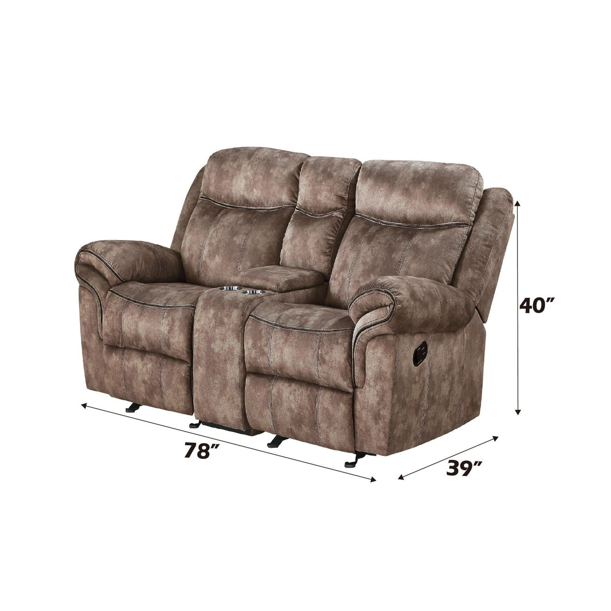 Zubaida - Two Tone Velvet Recliner Loveseat With USB Port Console - Furniture Home Direct