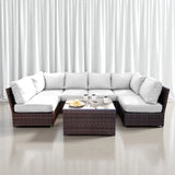 Comfortable Modern Patio Rattan Sectional Set With Cushions - Furniture Home Direct