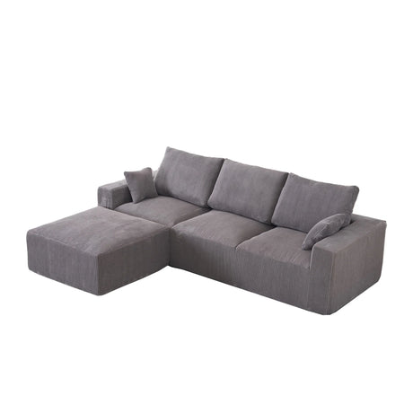 Modular Sectional Sofa With Ottoman, USB And Type C Charger, Petal Armrest Design - Furniture Home Direct