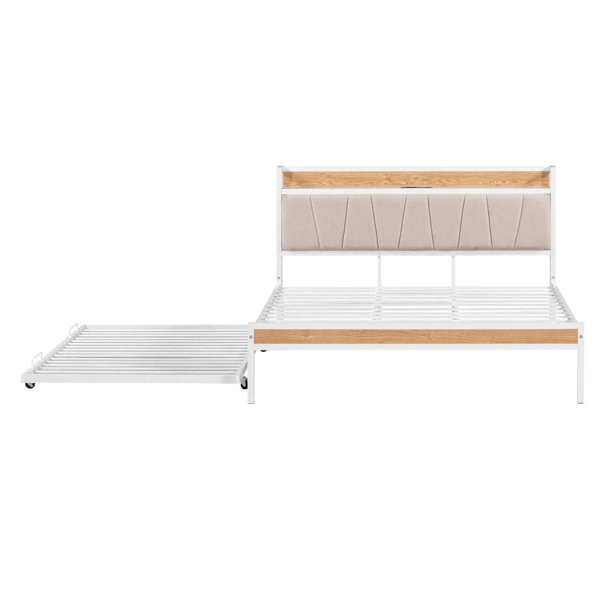 Platform Bed Frame With Trundle, USB Ports And Slat Support, No Box Spring Needed - Furniture Home Direct