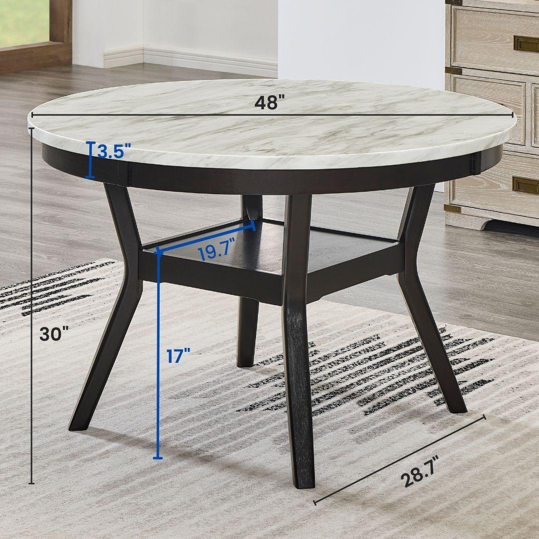 Dining Set Round Marble Table With Velvet Chairs Gray - Furniture Home Direct