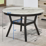 Dining Set Round Marble Table With Velvet Chairs Gray - Furniture Home Direct