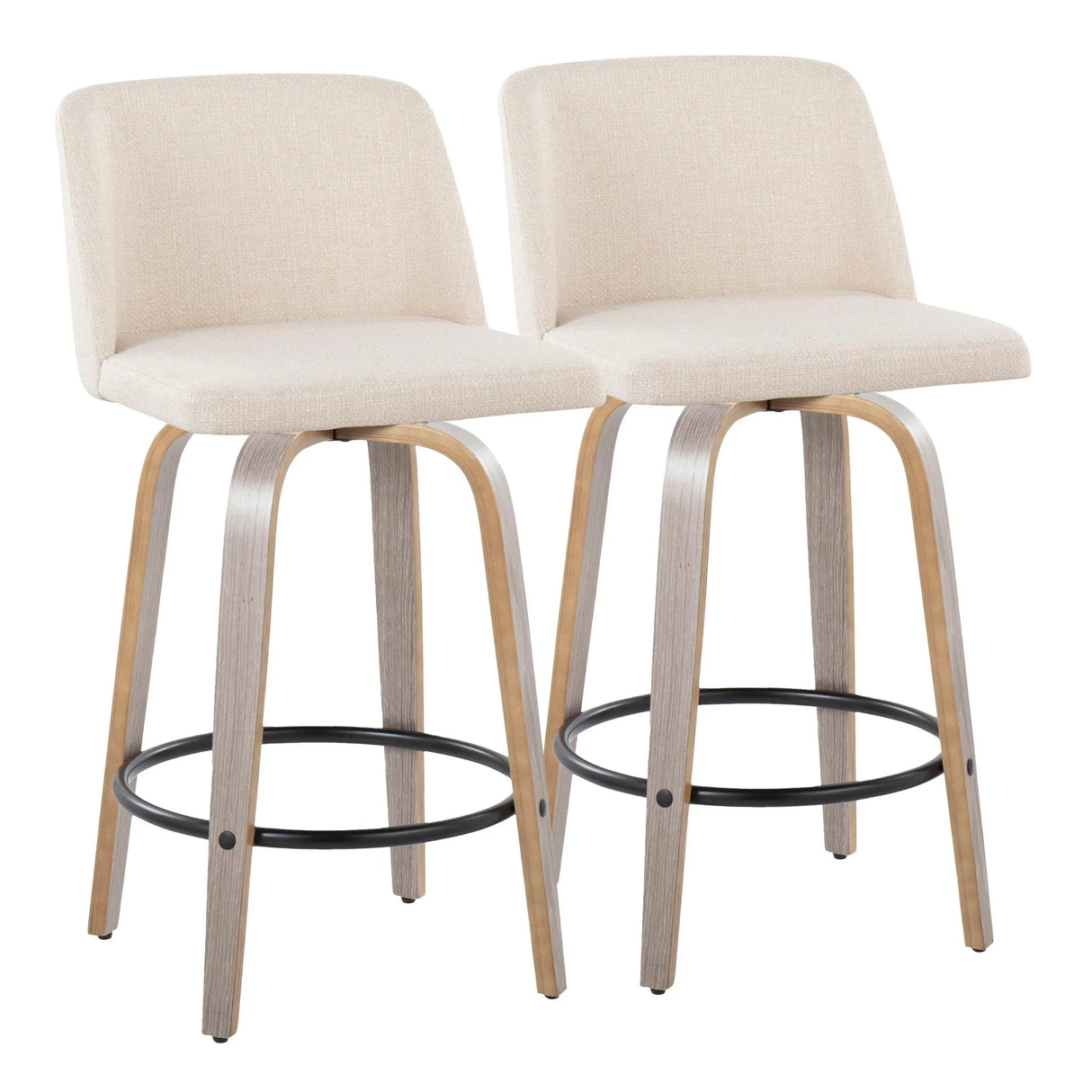 Toriano - Contemporary Fixed Height Counter Stool With Swivel & Round Footrest (Set of 2) - Furniture Home Direct