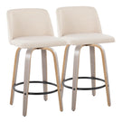 Toriano - Contemporary Fixed Height Counter Stool With Swivel & Round Footrest (Set of 2) - Furniture Home Direct