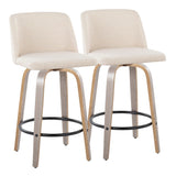 Toriano - Contemporary Fixed Height Counter Stool With Swivel & Round Footrest (Set of 2) - Furniture Home Direct