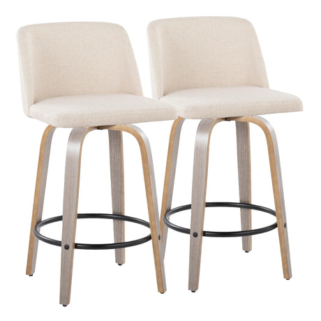 Toriano - Contemporary Fixed Height Counter Stool With Swivel & Round Footrest (Set of 2) - Furniture Home Direct