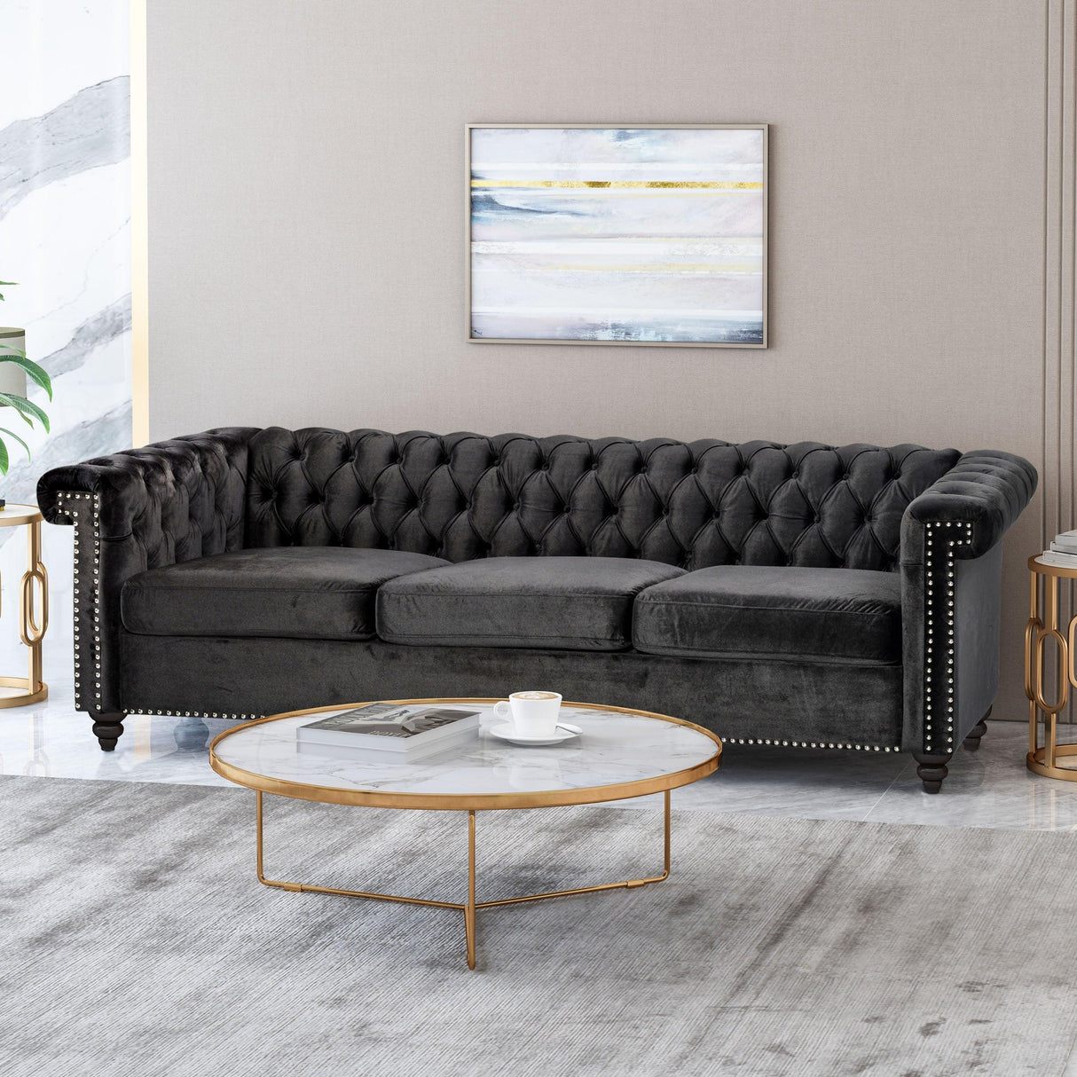 Traditional Charcoal Gray Sofa - Furniture Home Direct
