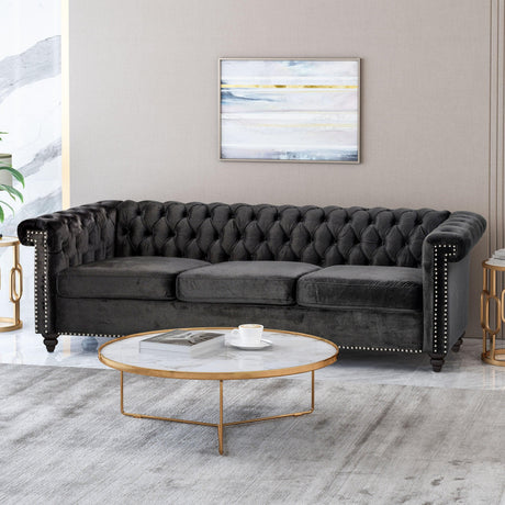 Traditional Charcoal Gray Sofa - Furniture Home Direct