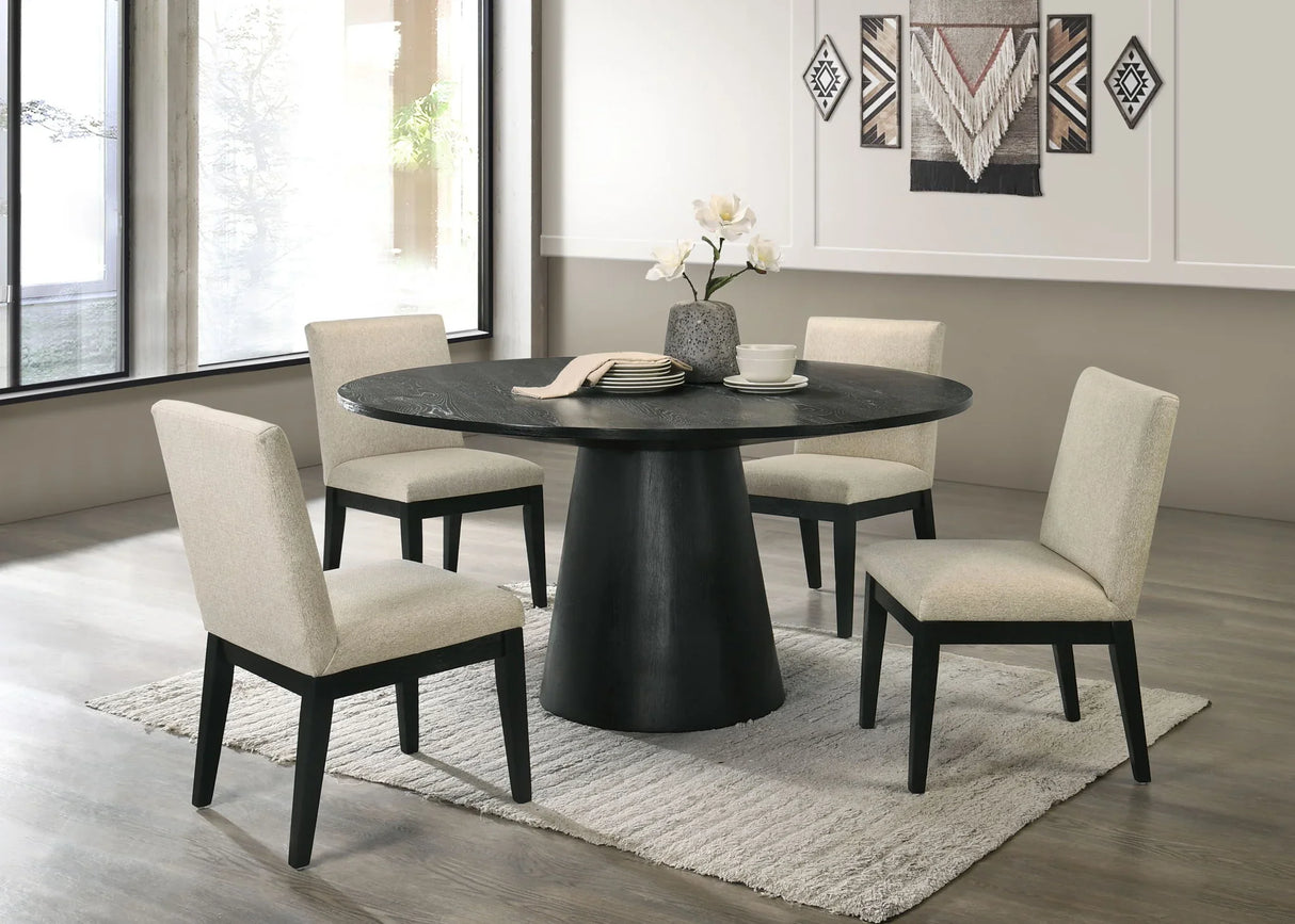 Froja - 5 Pieces Dining Room Set - Beige / Black - Furniture Home Direct