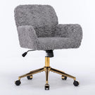 Office Chair, Artificial Rabbit Hair Home Office Chair With Golden Metal Base, Adjustable Desk Chair Swivel Office Chair, Vanity Chair - Furniture Home Direct
