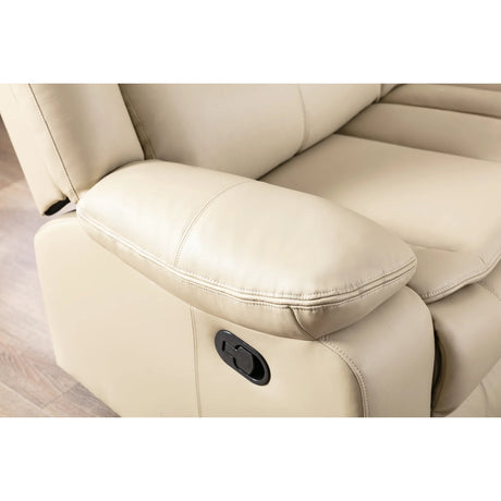 Sectional Sofa Leather Power Reclining With USB Port Cream - Furniture Home Direct