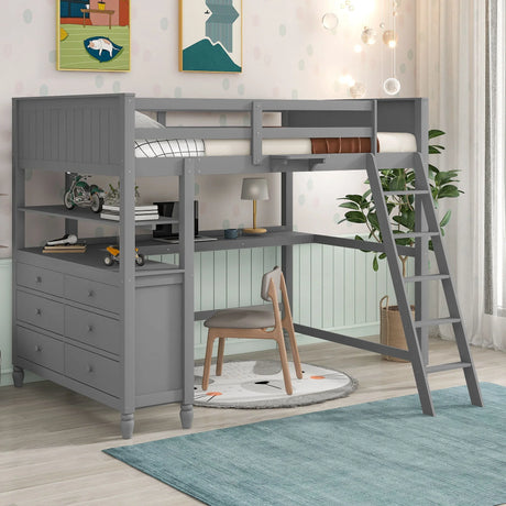 Loft Bed With Drawers With Desk And Shelves - Furniture Home Direct