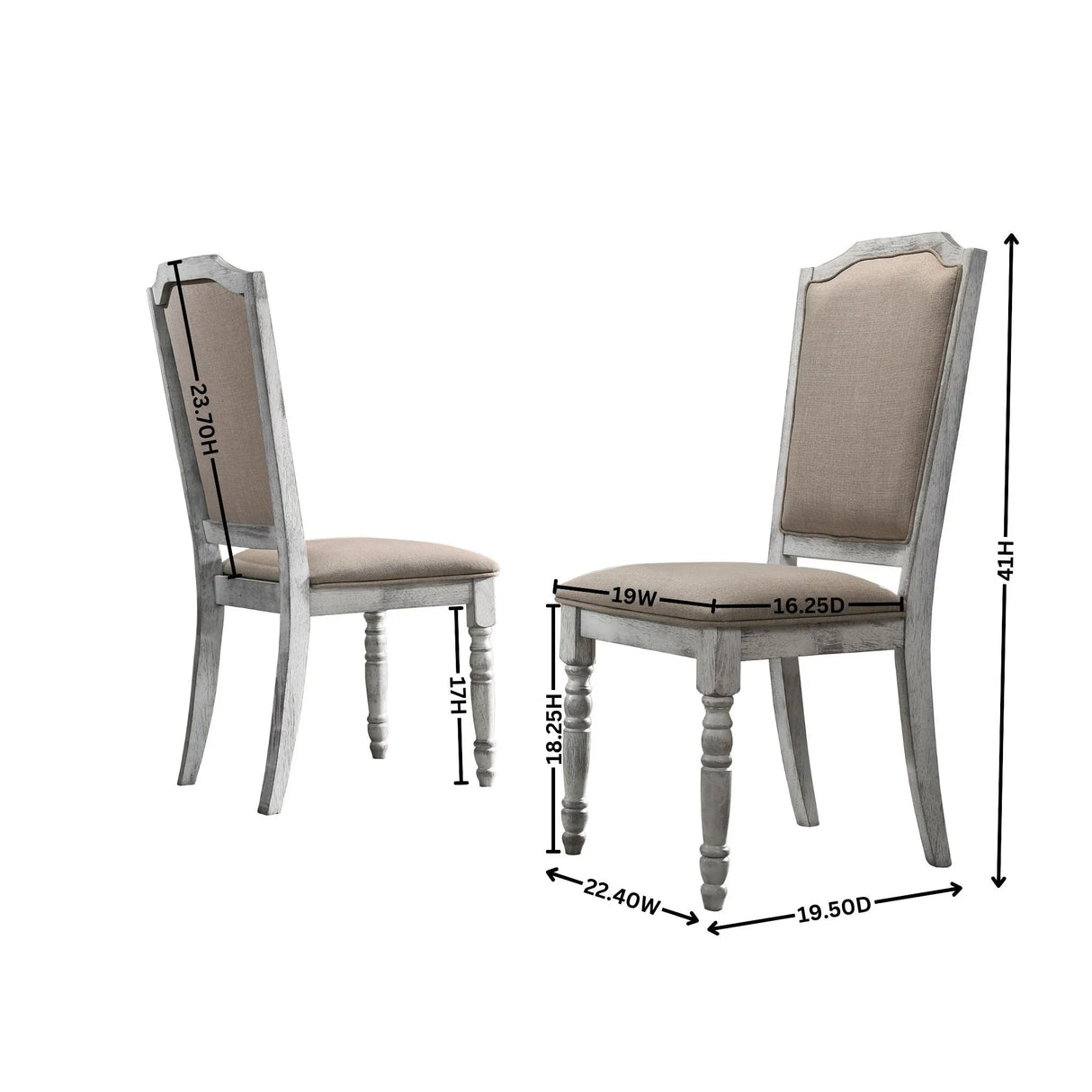 Dining Set Weathered Wood Table Upholstered Chairs White - Furniture Home Direct