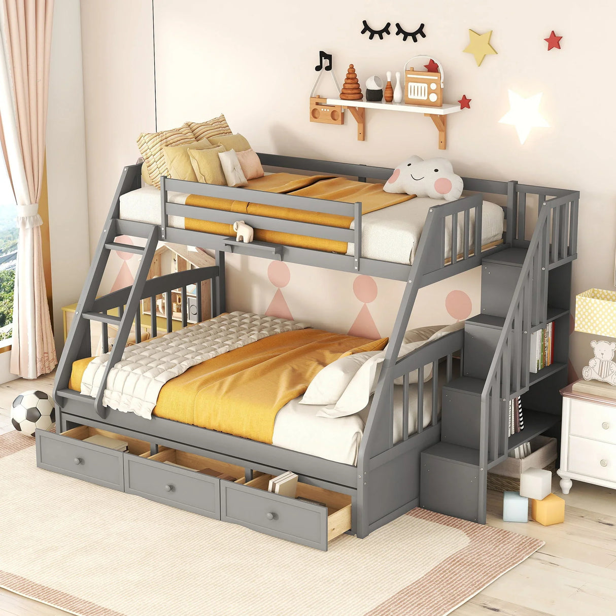Bunk Bed With Drawers, Ladder And Storage Staircase - Furniture Home Direct