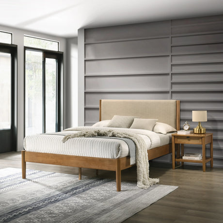 Bedroom Set Queen Bed Dresser Contemporary Finish Walnut - Furniture Home Direct