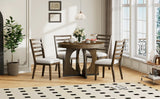 Dining Set Round Table With Four Upholstered Chairs Walnut - Furniture Home Direct