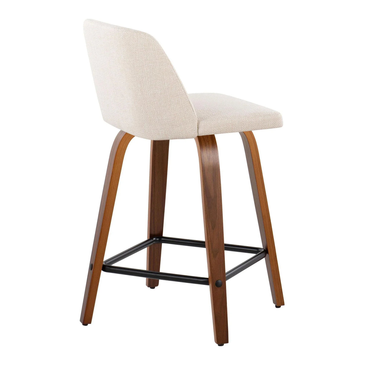 Toriano - Mid Century Modern Fixed Height Counter Stool With Swivel & Square Footrest (Set of 2) - Furniture Home Direct