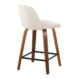 Toriano - Mid Century Modern Fixed Height Counter Stool With Swivel & Square Footrest (Set of 2) - Furniture Home Direct
