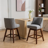 Counter Height Swivel Barstools, 26'' H Seat Height Upholstered Bar Stools (Set of 2), Fabric - Furniture Home Direct