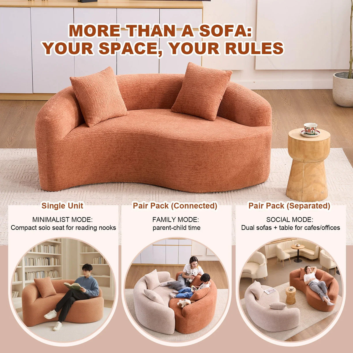 Tai Chi - Curved Dual Depth Loveseat - Furniture Home Direct