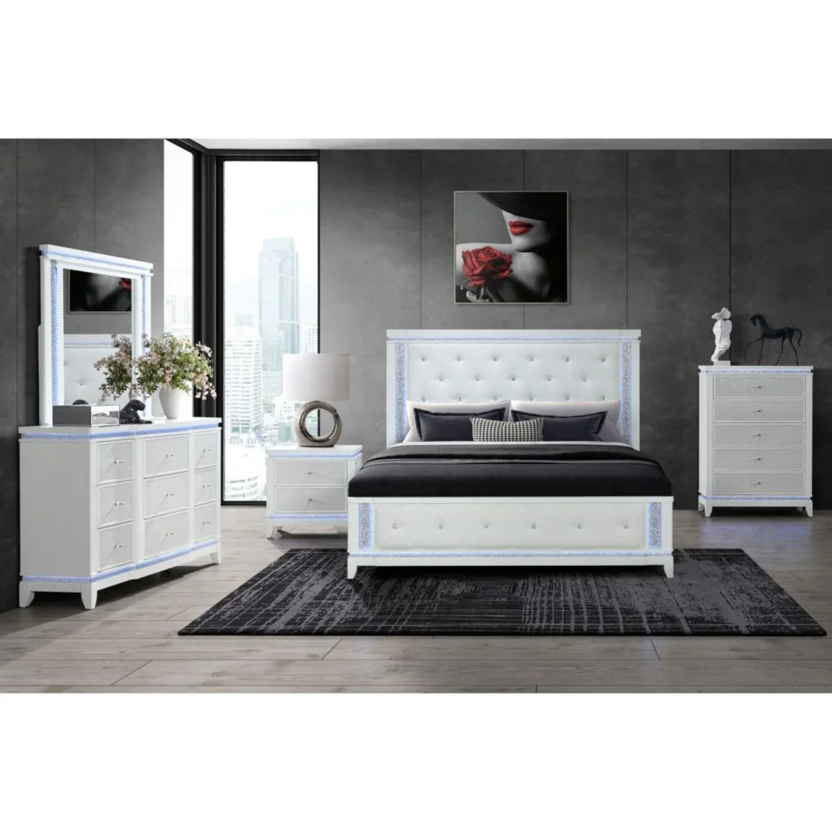 Adalid - Chest With LED Lighting - White - Furniture Home Direct