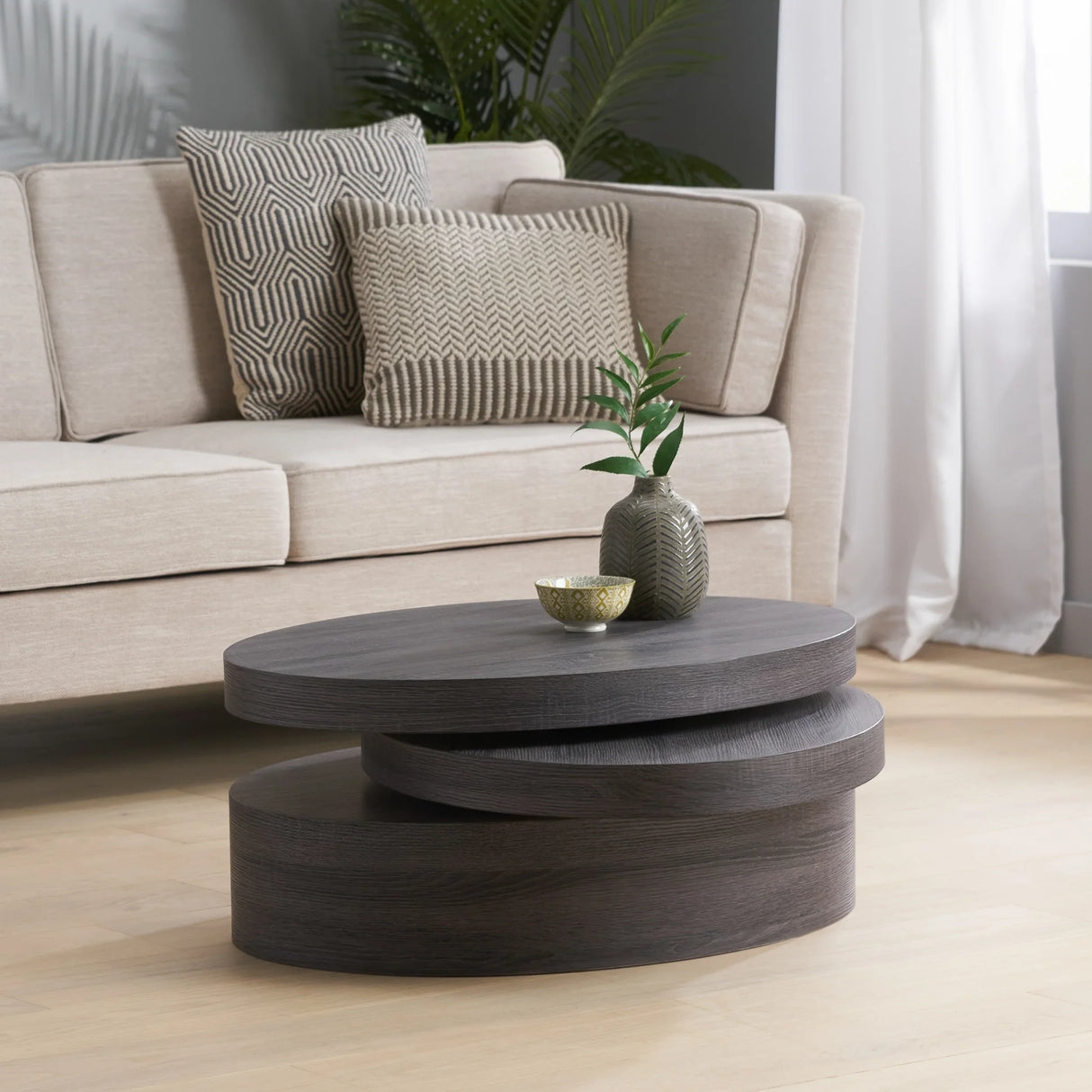 Coffee Table Nesting Set with Oval Design Matte Black - Furniture Home Direct