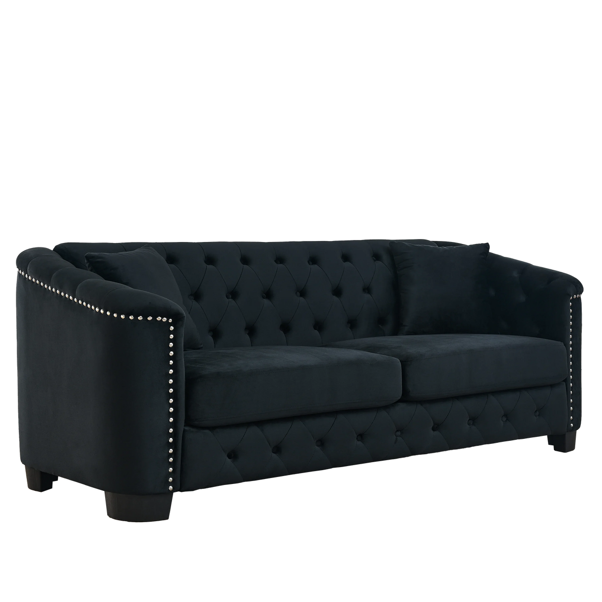Sofa And Loveseat - Velvet Black - Furniture Home Direct