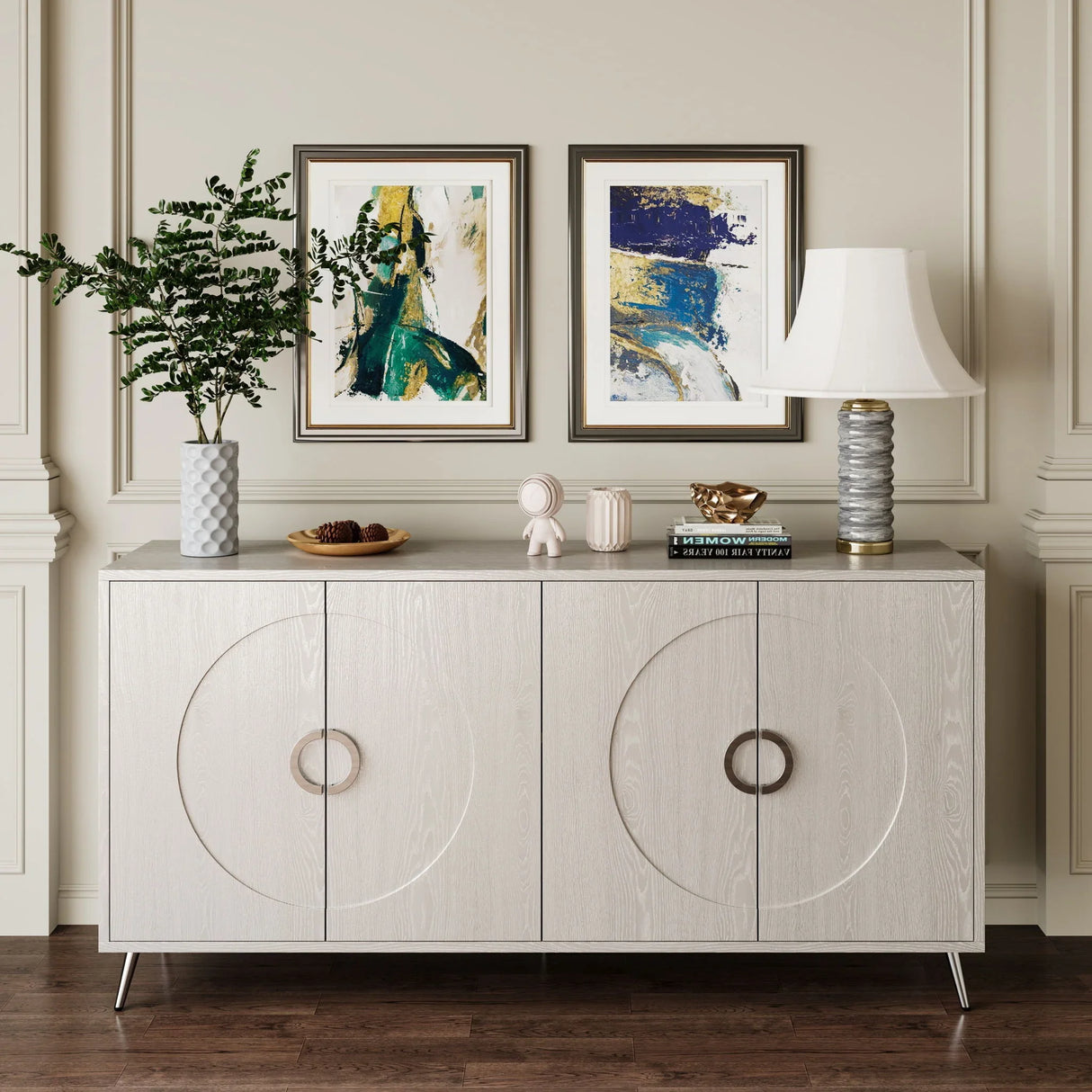 Modern Lacquered 4 Door Wooden Cabinet Sideboard Buffet Server Cabinet Storage Cabinet, For Living Room, Entryway, Hallway, Office, Kitchen And Dining Room - Furniture Home Direct