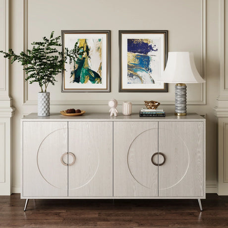 Modern Lacquered 4 Door Wooden Cabinet Sideboard Buffet Server Cabinet Storage Cabinet, For Living Room, Entryway, Hallway, Office, Kitchen And Dining Room - Furniture Home Direct